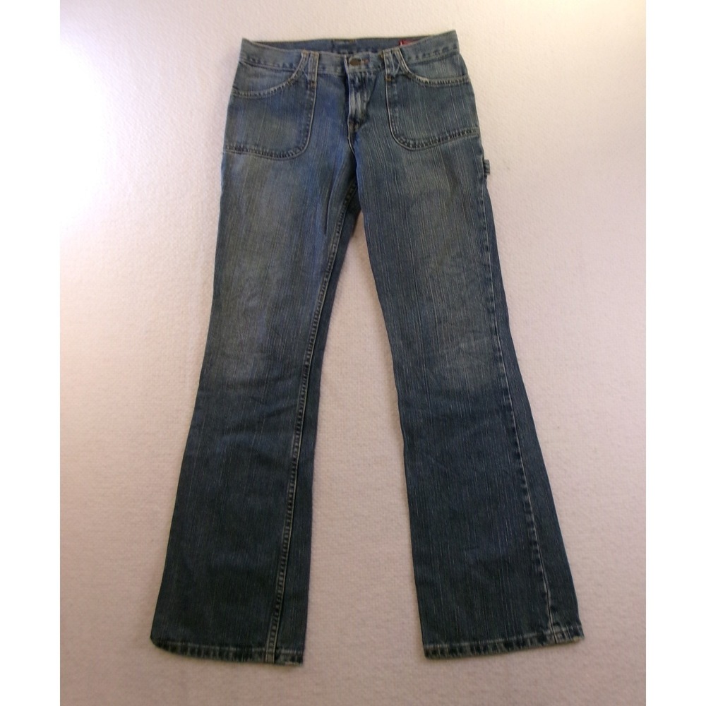 Levi's Womens 7 JR‎ M Super Low Boot Cut Jeans Blue Carpenter Utility Denim
